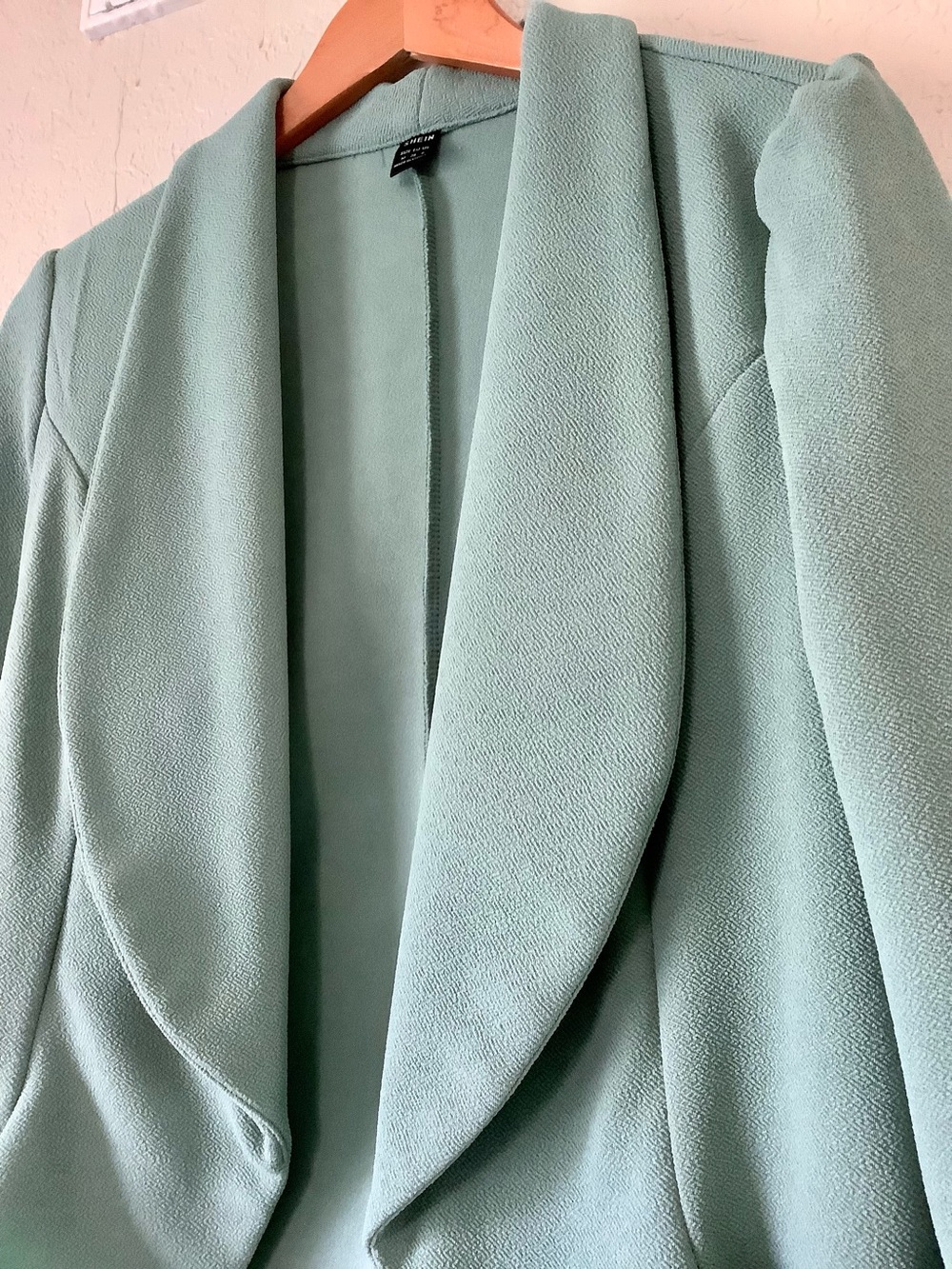 SHEIN Sage Green Draped Open-Front Blazer - Picture 2 of 3